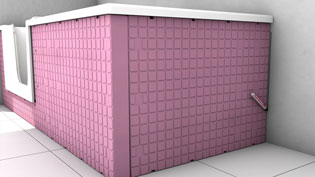 Visualisierung 3D Animation einer Badewanne - Dämmung anzeichnen