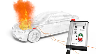 Visualisierung 3D Feuer im Auto - Feuer im Motorraum