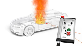 Visualisierung 3D Feuer im Auto - Feuer im Innenraum