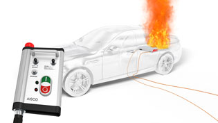 Visualisierung 3D Feuer im Auto - Feuer im Kofferraum