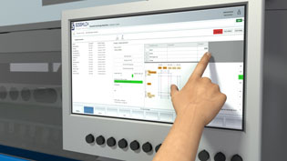 Visualisierung 3D Animation Verpackungsmaschine - Kartonschneidemaschine - Größeneingabe in Steuerung der Anlage