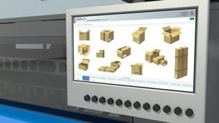 Visualisierung 3D Animation Verpackungsmaschine - Kartonschneidemaschine - Mögliche Kartongrößen und Varianten