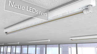 Visualisierung 3D Animation LED Lampen Umrüstung - Neue LED Röhren werden eingebaut