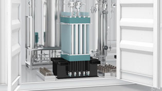 Visualisierung 3D Animation Wasserstoffproduktionsanlage - Detailansicht PEM-Stack