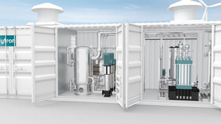 Visualisierung 3D Animation Wasserstoffproduktionsanlage - Osmoseanlage und Pumpen