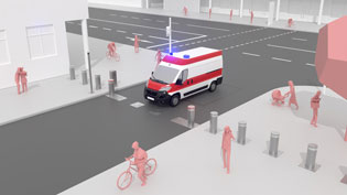 3D-Animationsvideo Pollersteuerung - Rettungswaagen darf einfahren
