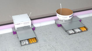 3D Animation Gebäudeinstallation - Schnittdarstellung Bodendosen im Fußboden