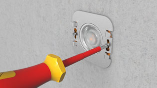3D Animation Gebäudeinstallation - LED Lampe wird in Elektrodose geschraubt