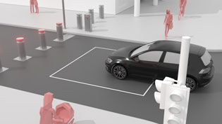 3D Animation Industrietechnik - Sensor-Feldschleife erkennt Auto für Pollersteuerung