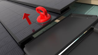 3D Visualisierung - Austausch defekter Solarmodule mit Saugheber
