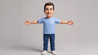 Visualisierung 3D Erklärvideo mit KI generierter Comic-Figur - T-Pose