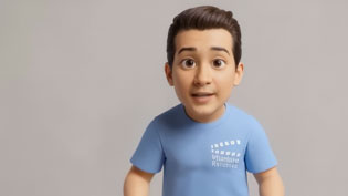 Visualisierung 3D Erklärvideo mit KI generierter Comic-Figur - Portraitansicht