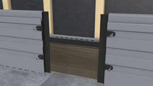 Visualisierung 3D Montagebild Fassadenprofile - Stoßverbinder festschrauben