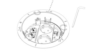 Technische 3D Grafik aus Strichlinien - Installationsdose montieren