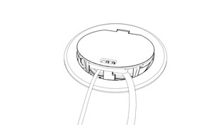 Technische 3D Grafik aus Strichlinien - Leitungsauslass geschlossen