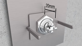 Technische Montageanleitung Montagebild - Einbautiefe von 20mm beachten