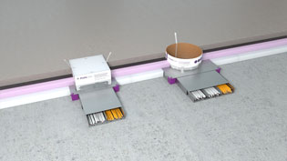Visualisierung 3D Montagebild Bodenkanal für Elektroinstallation - Bodenaufbau inkl. Estrich, Dämmung und Trittschall