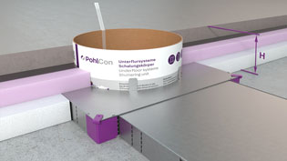 Visualisierung 3D Montagebild Bodenkanal für Elektroinstallation - Höhe des Bodenaufbaus