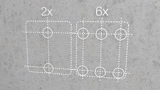 3D Montageanleitung von Verbindungselementen von Aufzüge - Bohrpositionen anzeichnen gemäß Bohrschablone