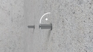 3D Montageanleitung von Verbindungselementen von Aufzüge - Dübel rechtwinkelig einsetzen