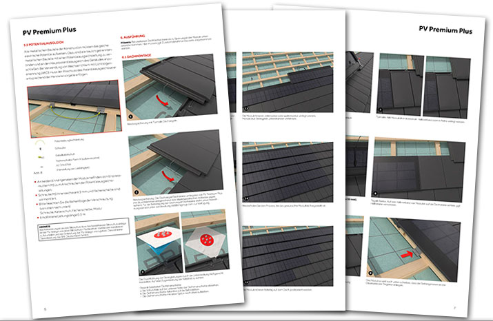 Beispiel Storyboard für eine Verlegeanleitung eines Indach-Solarsystems