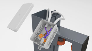 Visualisierung 3D Animation Schiebtoranlage - Elektroanschluss - Stromversorgung