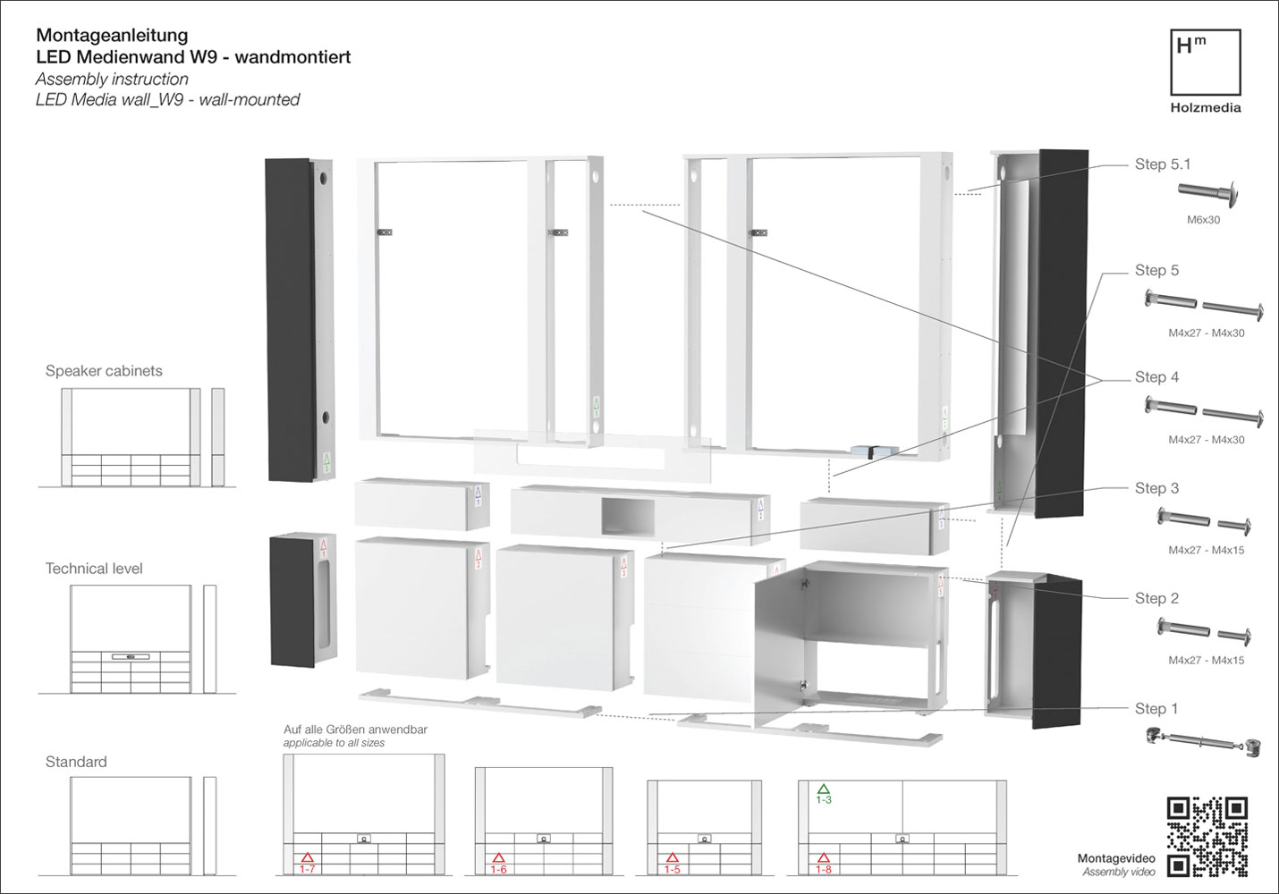 Explosionsansicht der LED-Wand