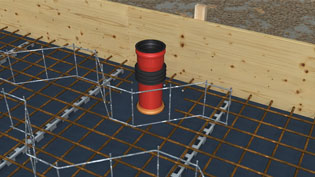 Visualisierung 3D Animation Betonbau - Bodenauslass in Beton einbetonieren