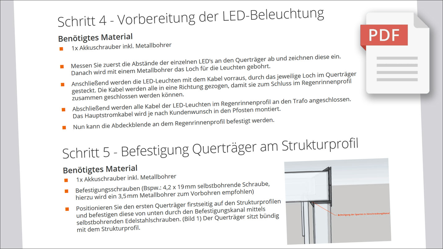 Textlastige PDF Montageanleitungen