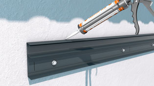 Visualisierung 3D Animation eines Carports Überdachungssystems - Aluminium Pfette wird abgedichtet