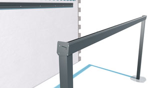 Visualisierung 3D Animation eines Carports Überdachungssystems - Aluminiumrahmen wird auf Pfosten geschraubt