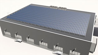 Visualisierung 3D Animation Montagesystem Dachaufbau - Solarflachdach auf Industriehalle