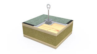 3D Visualisierung Montagesysteme Dachaufbau - Visualisierung-PIN-S-Holz-Bitumen-Seilführung