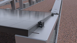 3D Montagebild Photovoltaik - Halterung Modulabschluss