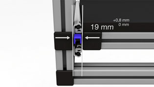 Visualisierung 3D Animation Teleskopauszug - Abstand zwischen Rahmen und Teleskopauszug