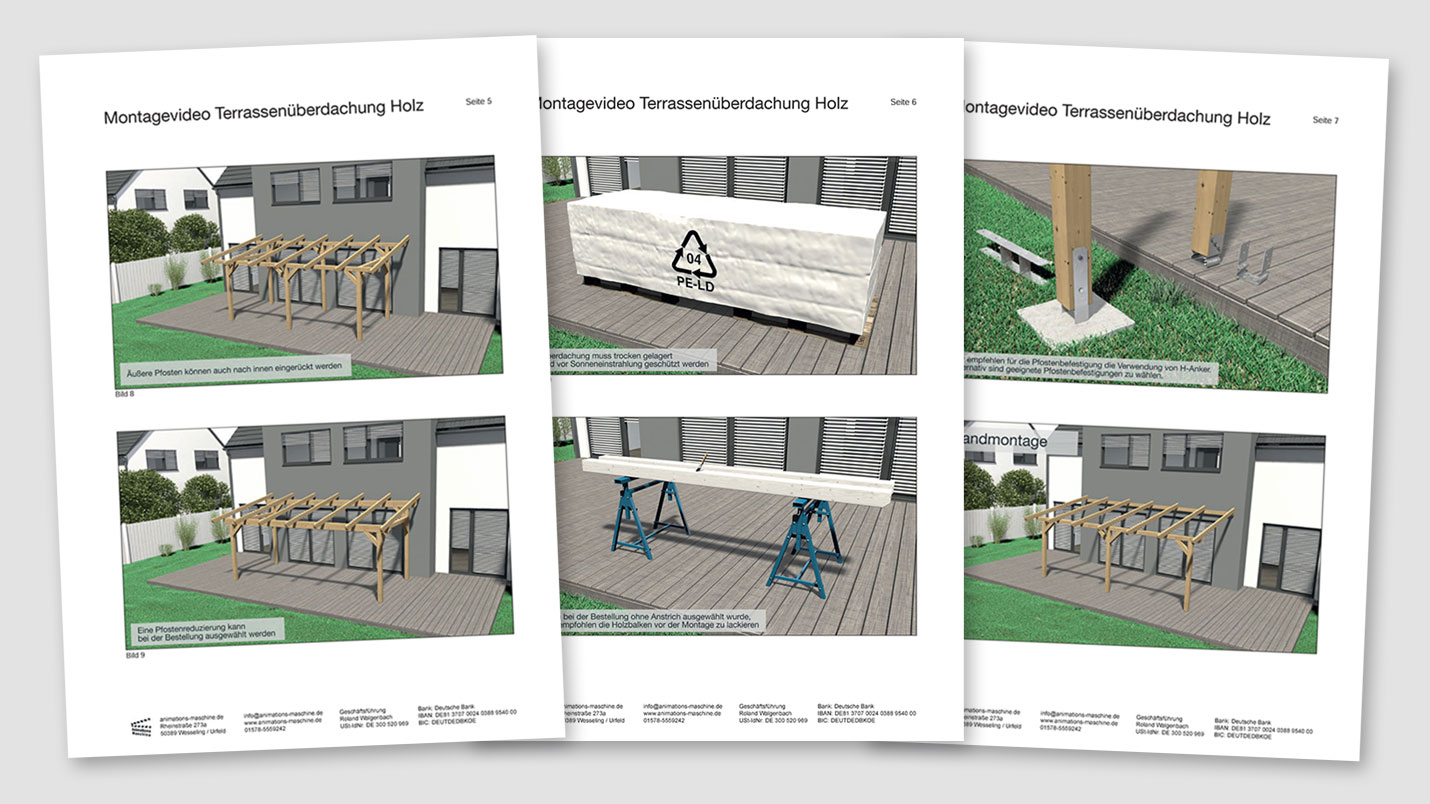 Beispiel Storyboard einer Terrassenüberdachung aus Holz