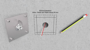 Visualisierung 3D Animation Türklingel und Hausnummer - Bohrlöcher anzeichnen