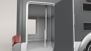 Visualisierung 3D Animation Aufbewahrung im Wohnmobil - Höhe der Heckgarage ausmessen