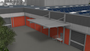 3D Visualisierung Firmengebäude - Überdachte Warenausgabe