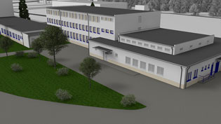 3D Visualisierung Produktionsstätte - Parkanlage – Innenhof