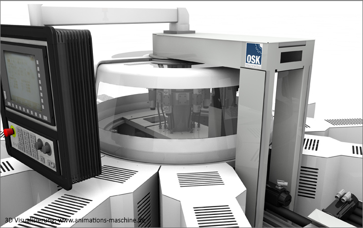 Visualisierung Maschinenbau Rundtaktmaschine Detailansicht