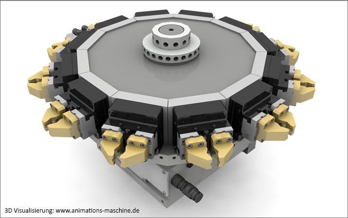 Visualisierung Maschinenbau Spannsystem horizontal