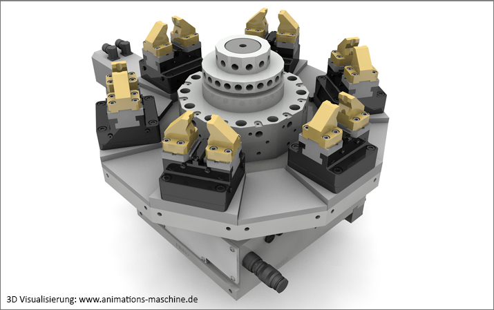 Visualisierung Maschinenbau Spannsystem vertikal