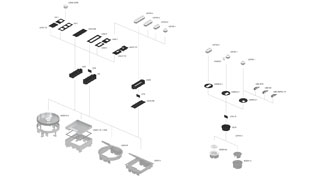 3D Visualisierung Explosionsansicht - Gerätebecher und Einsätze