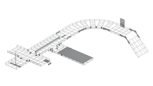 3D Systemübersicht Kabeltragsysteme - Gitterrinne