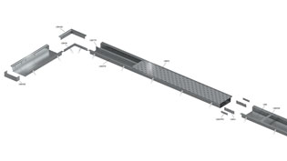 3D Systemübersicht Kabeltragsysteme - Schwerlastkanalsystem